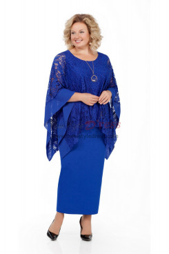Royal Blue Overlay Plus Size Dress,Abiti per la madre della sposa nmo-809-3