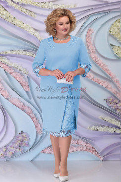 Sky Blue Knee-Length Women's Dress, Женские платья больших размеров nmo-772