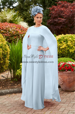 Sky Blue Long Cape Wedding Guest Jumpsuit, Mother of the Bride Outfit, Mère de la Mariée Pantalons Costumes nmo-921-7