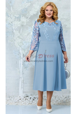 Sky Blue Mother of the Bride Dresses, Mid-Calf Women's Dresses for Wedding Party mds-0032-7