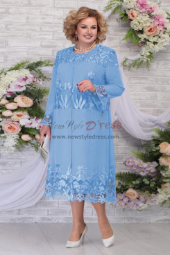 Sky Blue Plus size Women's Dresses Plus Size Mother of the Bride Dresses nmo-760-1