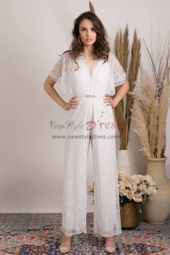 Spring Boho Wedding Jumpsuits, Simple Lace Wedding Guests Romper bjp-0055