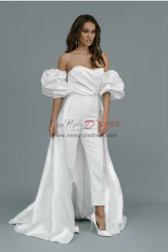 Stylish Overskirt Wedding Jumpsuit Puff Sleeves Wedding Dresses,Monos de boda,Monos de novia wps-270