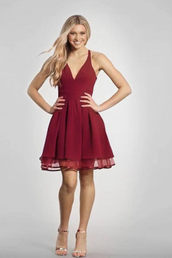 Under $100 Sweetheart Homecoming Dress,Burgundy Chiffon Party Dress sd-024-3