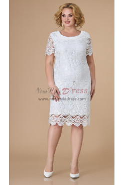 White Lace Mother of the Bride Dresses, Modern Knee-Length Women's Dresses mds-0033