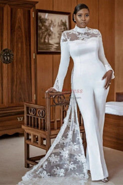 White Wedding jumpsuit,Engagement outfit,Bridal Jumpsuit with train,Party Jumpsuit, Reception Jumpsuit bjp-0019