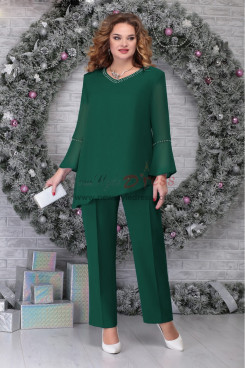 Green Women's Chiffon Pant suits Mother of the Bride Trousers Outfit Custom-Made nmo-849-6