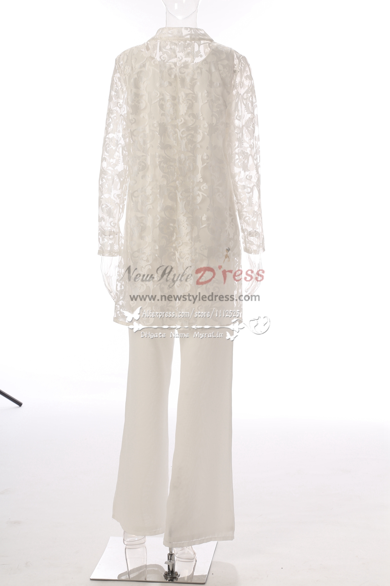 Elegant Ivory Lace Mother of the bride pant suits with jacket 3PC ...