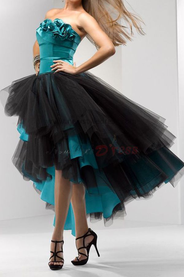 blue and black prom dress