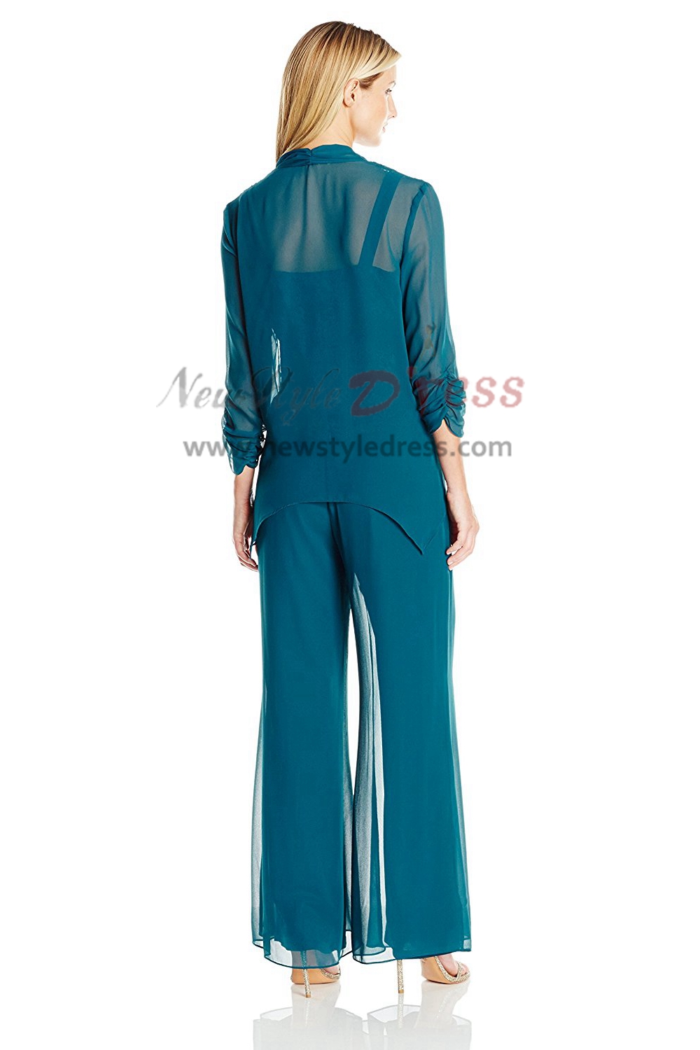Greenblack Hunter Mother of the bride pant suits Chiffon Three piece ...